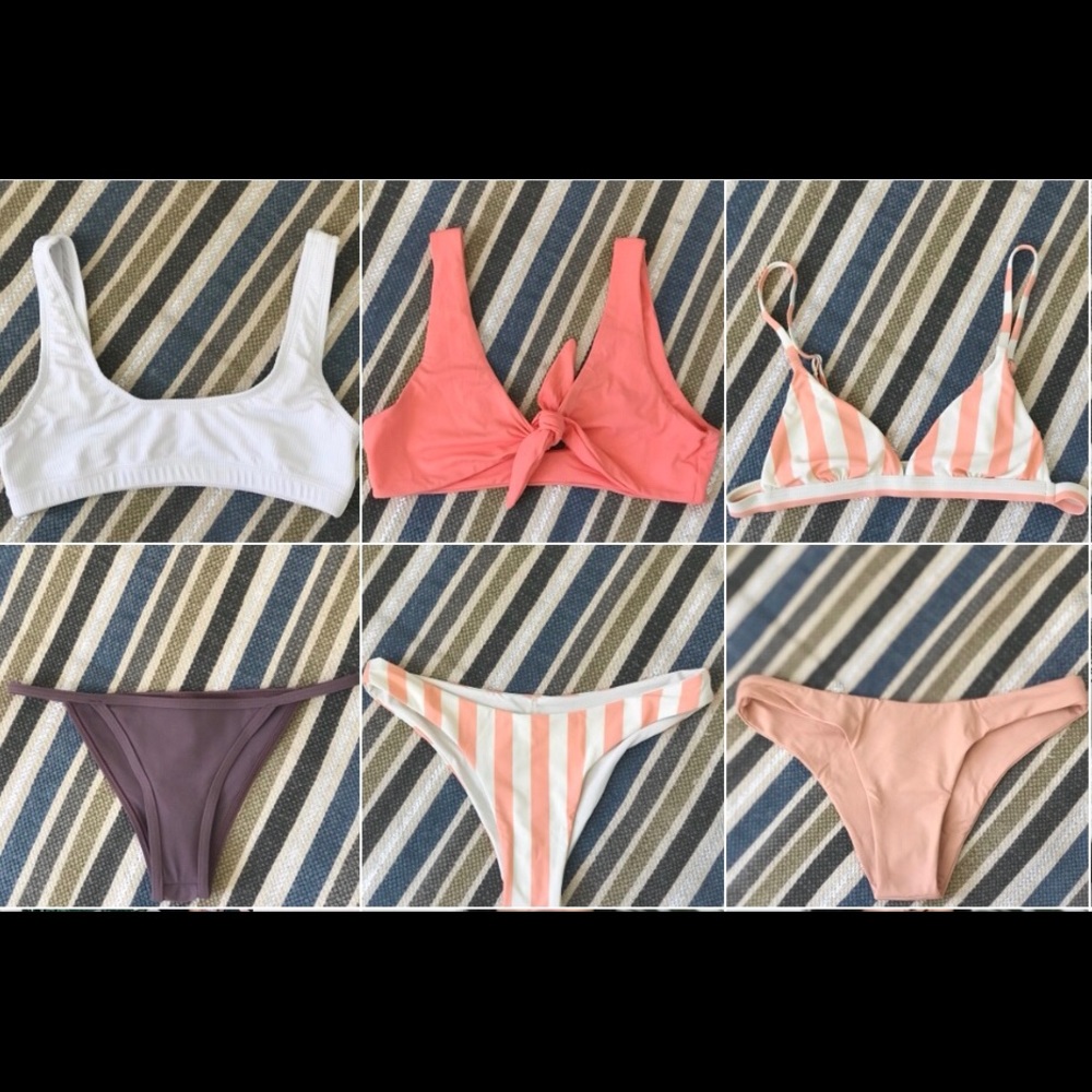 coral tie front bikini // top - Picture 2 of 5
